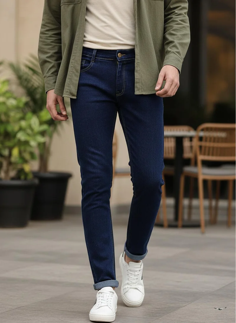 Urbano Fashion Men's Dark Blue Slim Fit Denim Jeans Stretchable